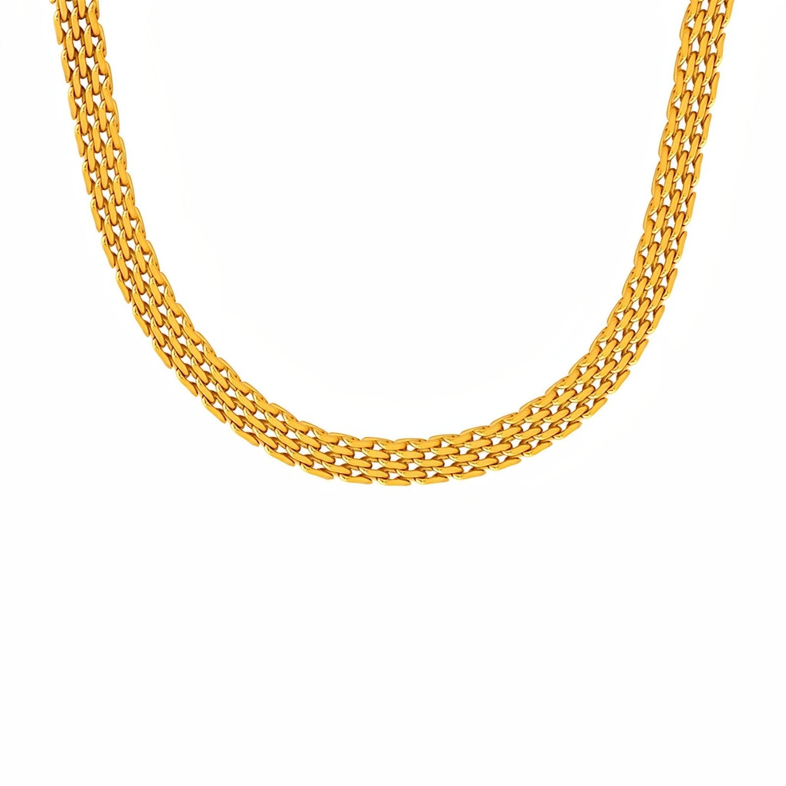 Collier court tressé, acier inoxydable, style contemporain, modèle Amina