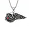 Collier crâne ailé pour homme, en acier titane, pendentif tête de mort avec aile et pierre rouge sertie