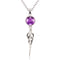 Collier crane de corbeau pour femme, en alliage de zinc argenté, avec cristal violet