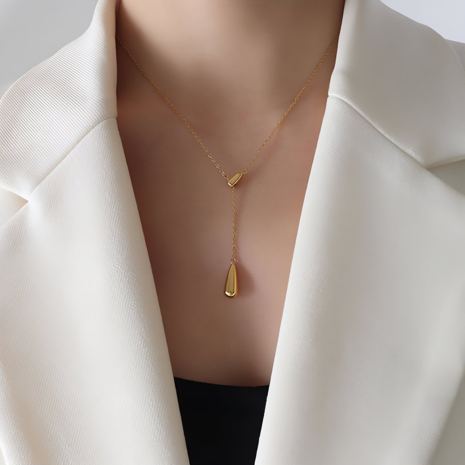 Collier cravate ajustable pour femme, en acier inoxydable, style minimaliste