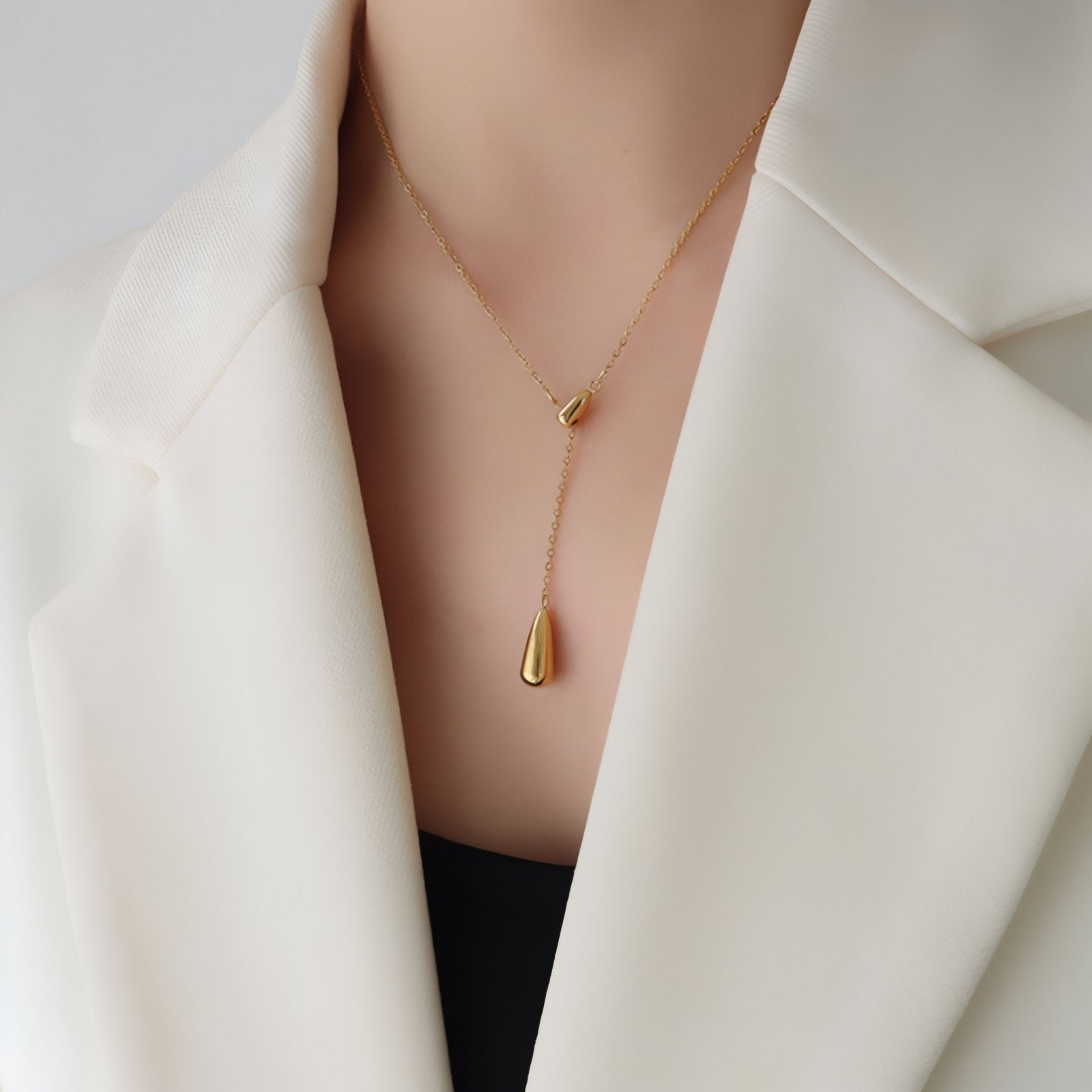 Collier cravate ajustable pour femme, en acier inoxydable, style minimaliste