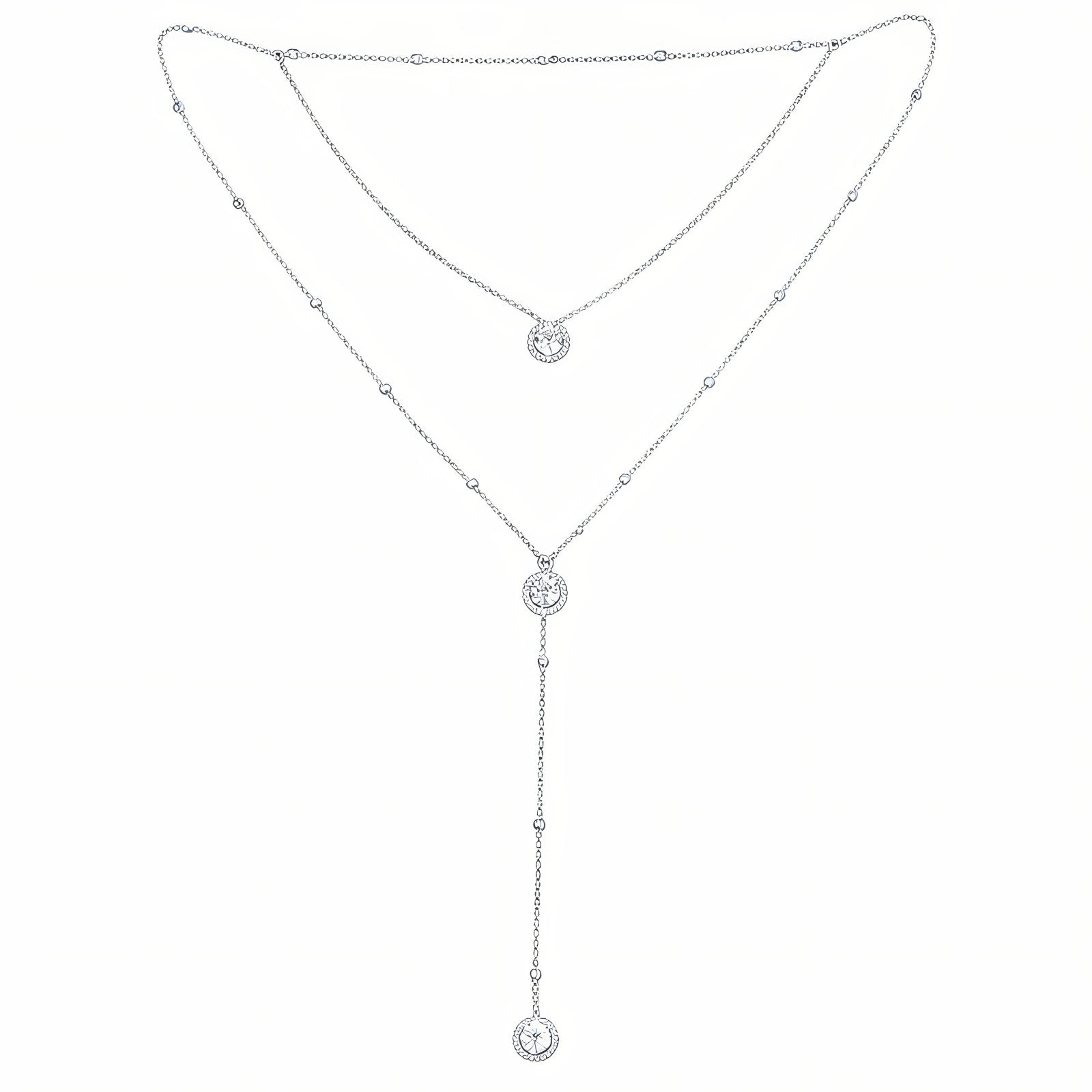 Collier cravate de dos pour femme, avec strass, en alliage métallique