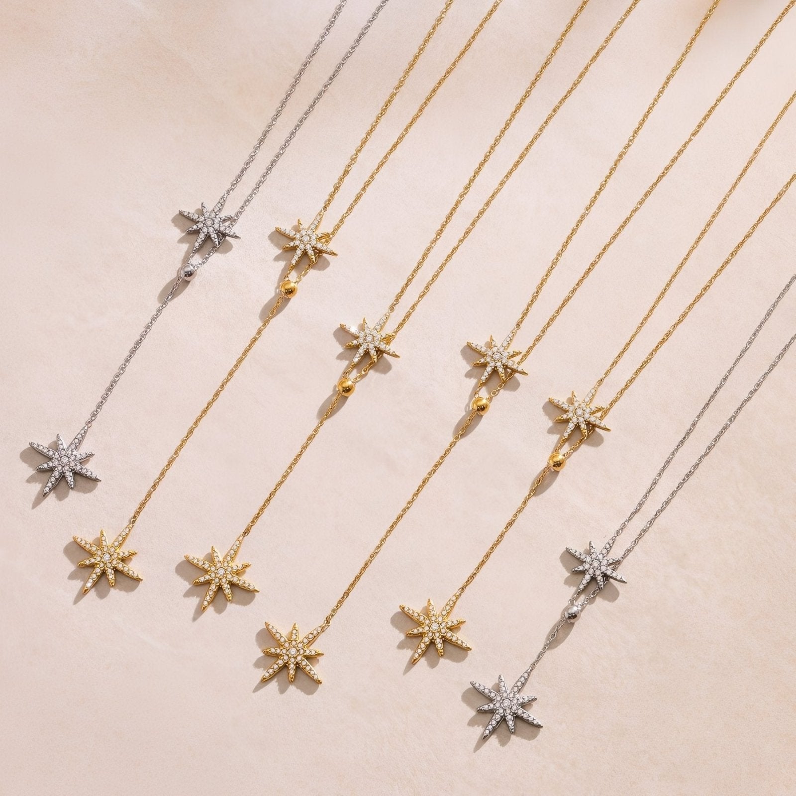 Collier cravate élégant, pendentifs météores, en acier inoxydable et zircon, or ou argent