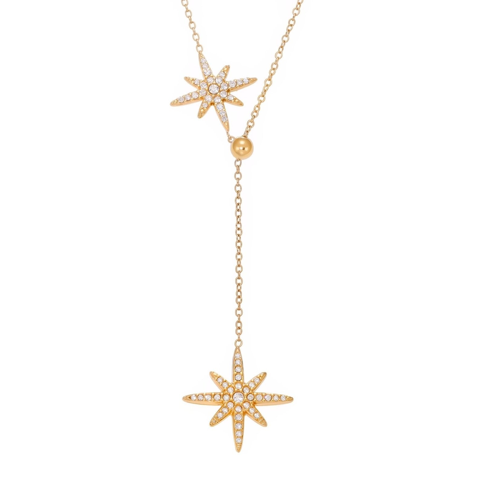Collier cravate élégant, pendentifs météores, en acier inoxydable et zircon, or ou argent
