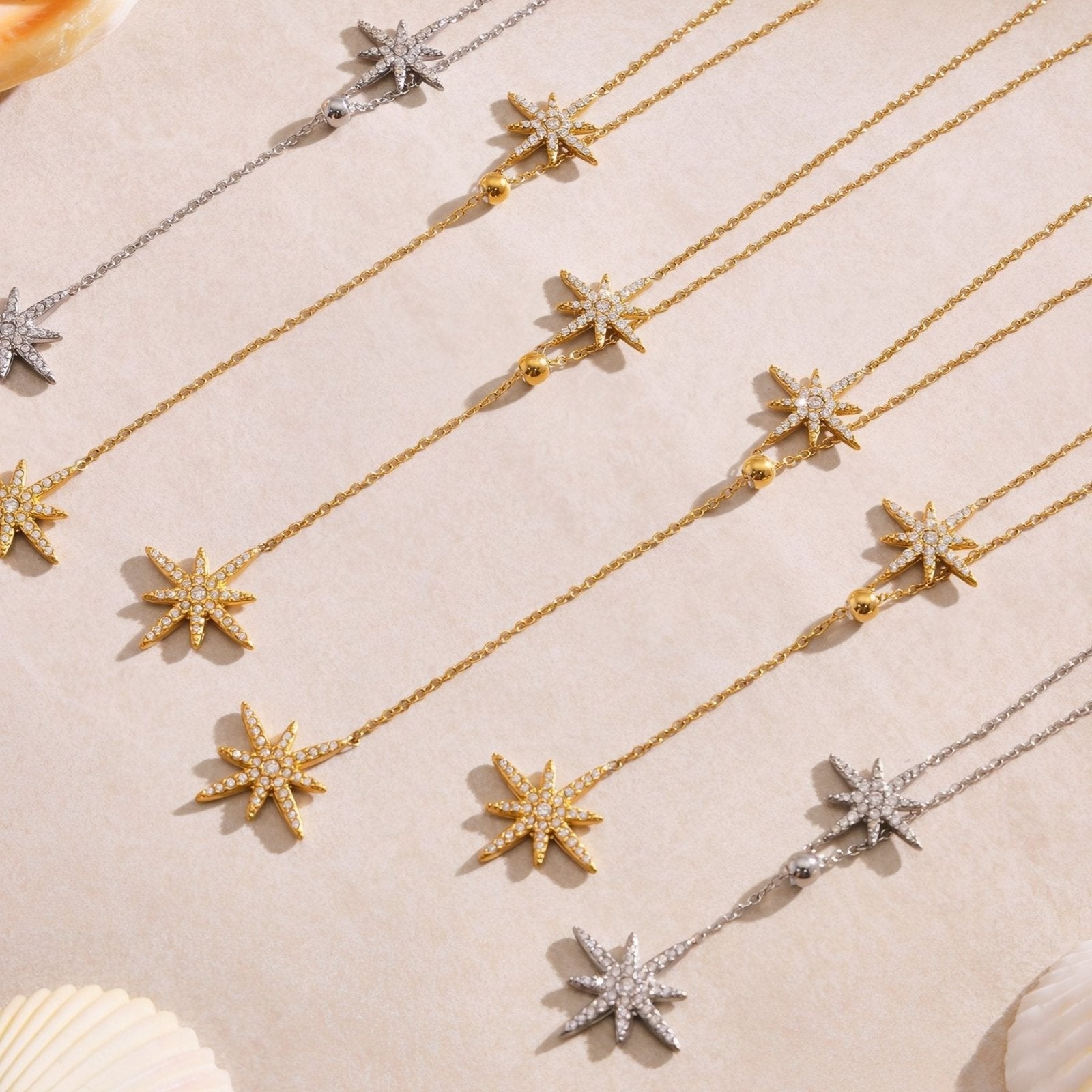 Collier cravate élégant, pendentifs météores, en acier inoxydable et zircon, or ou argent