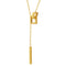 Collier cravate géométrique, barre verticale et carrés, style épuré et moderne, en acier inoxydable