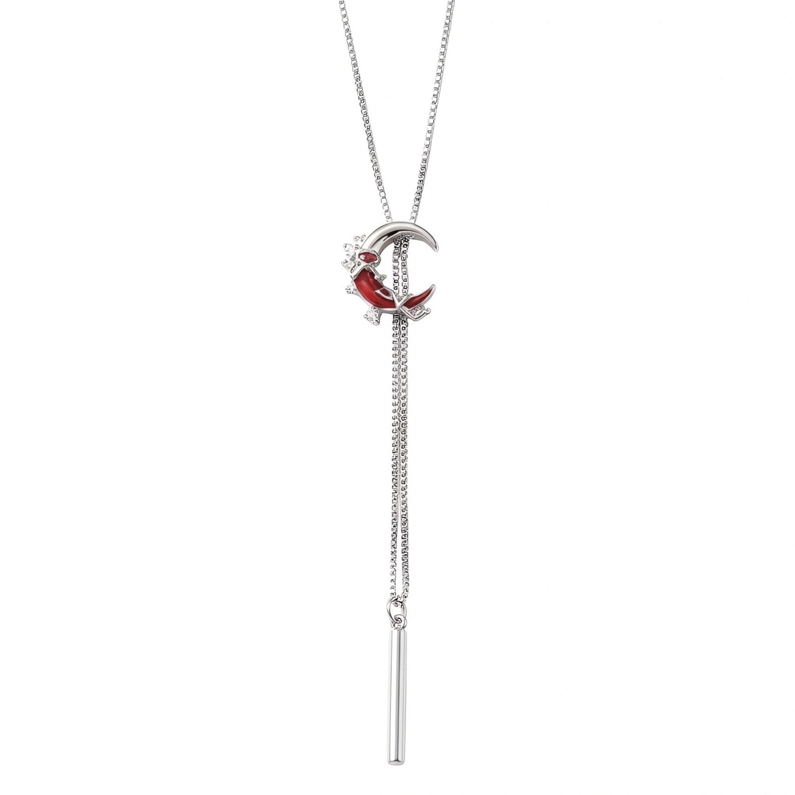 Collier cravate gothique pour femme, en alliage métallique, avec pendentif croissant de lune