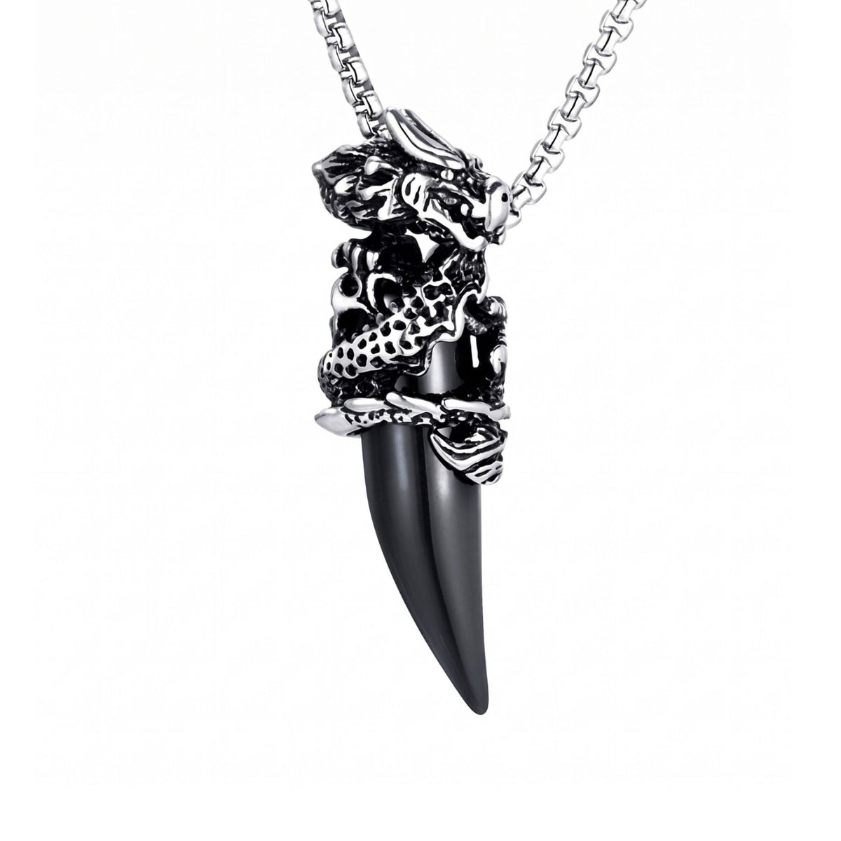 Collier croc de dragon pour homme, en acier inoxydable, pendentif pendentif sculpté avec griffe de dragon et pierre