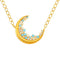 Collier croissant de lune en argent 925, plaqué or, zircons blancs et bleus, modèle Sloane