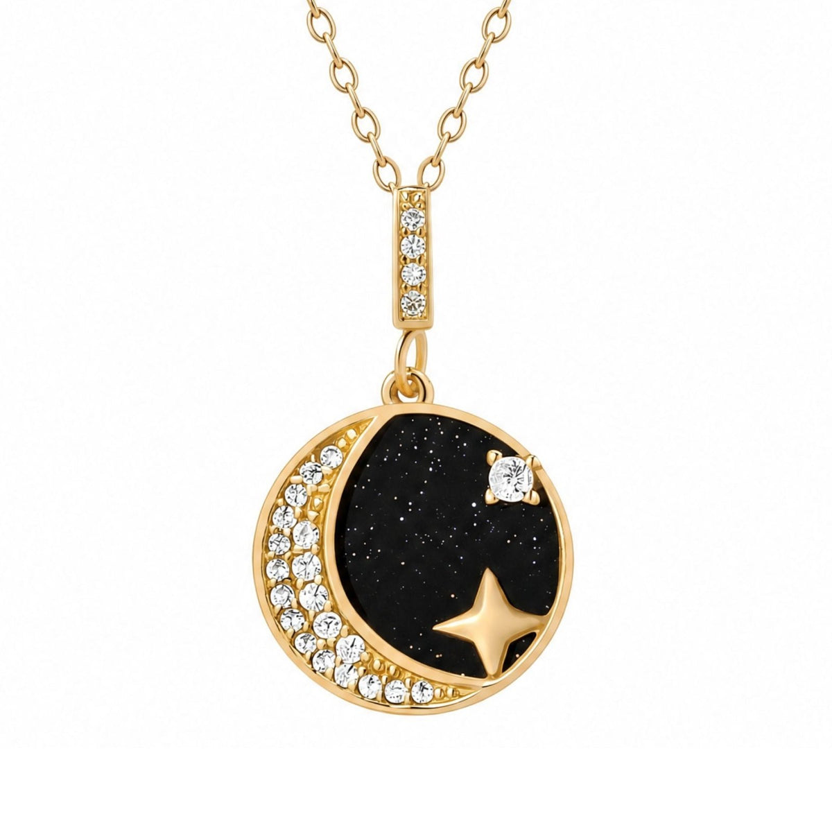 Collier croissant de lune pour femme, en argent 925, style astral