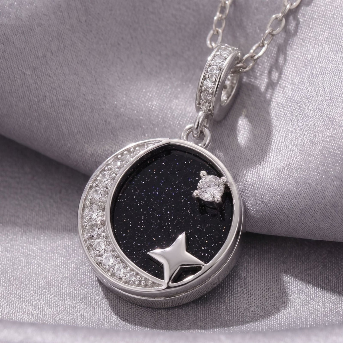 Collier croissant de lune pour femme, en argent 925, style astral