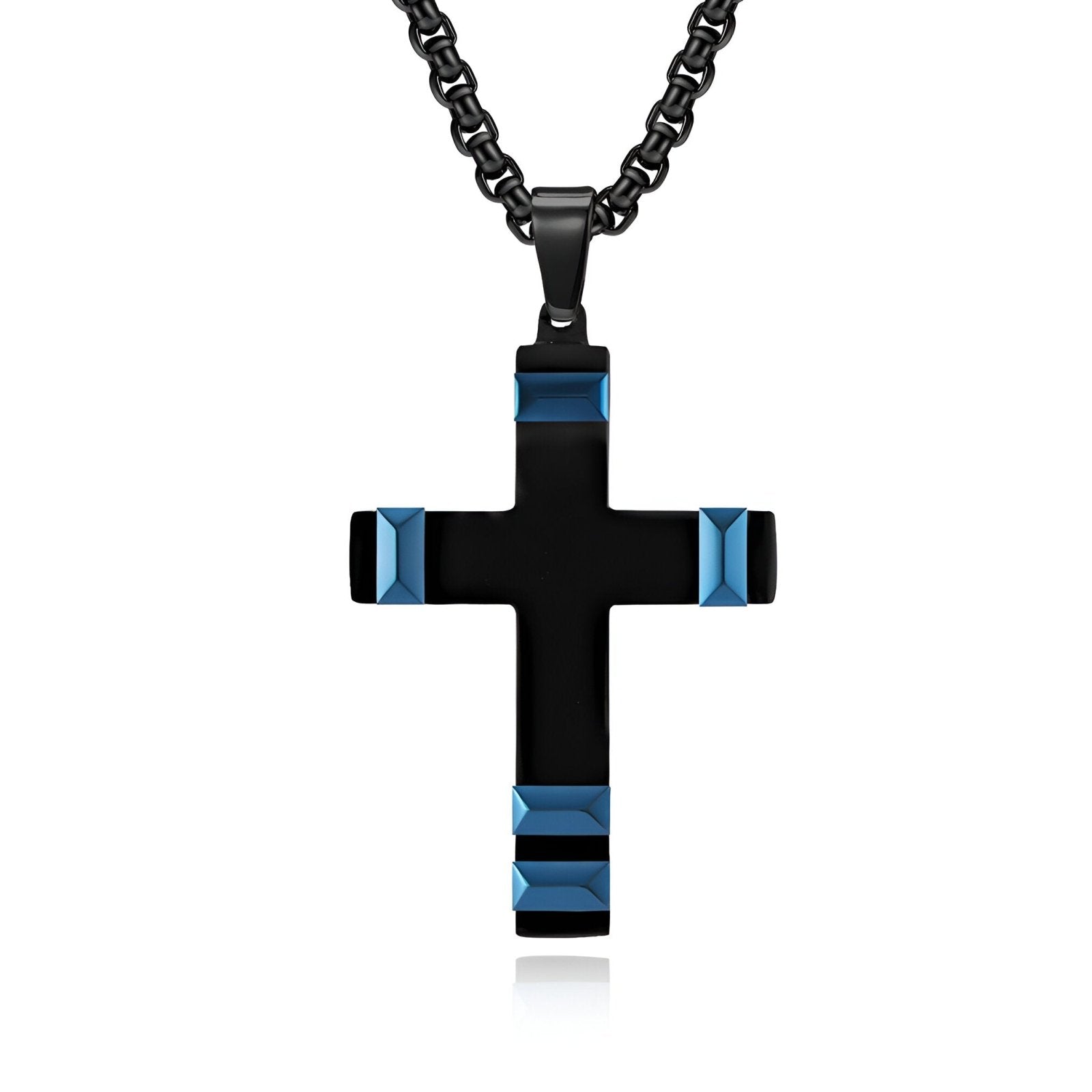 Collier croix acier 316L, finitions colorées, bijou tendance, modèle Maxime
