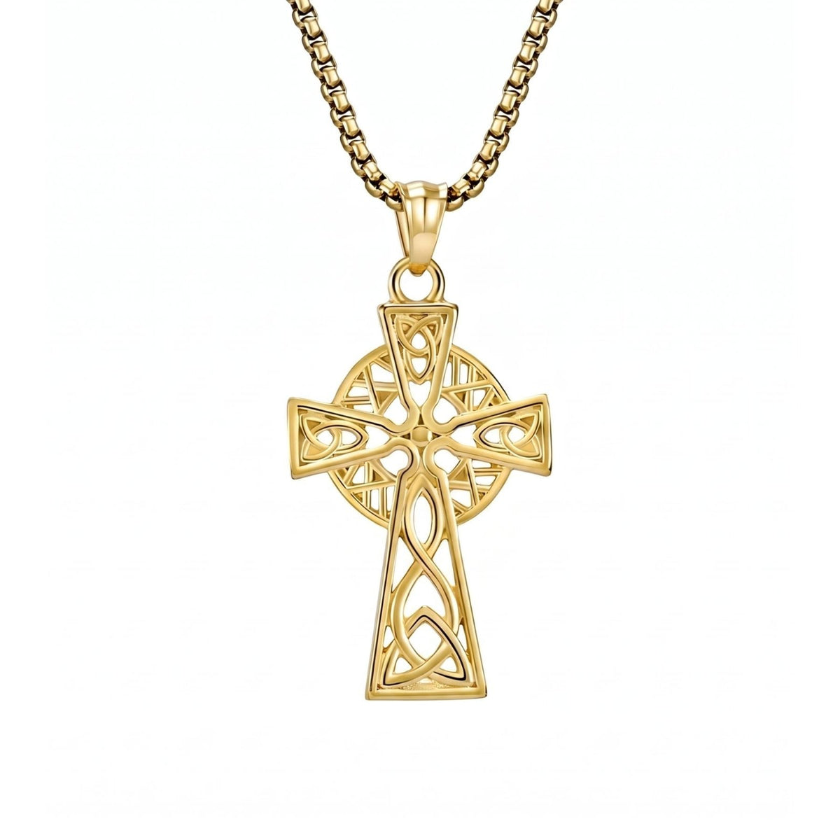 Collier croix celtique pour homme, en acier inoxydable, style viking