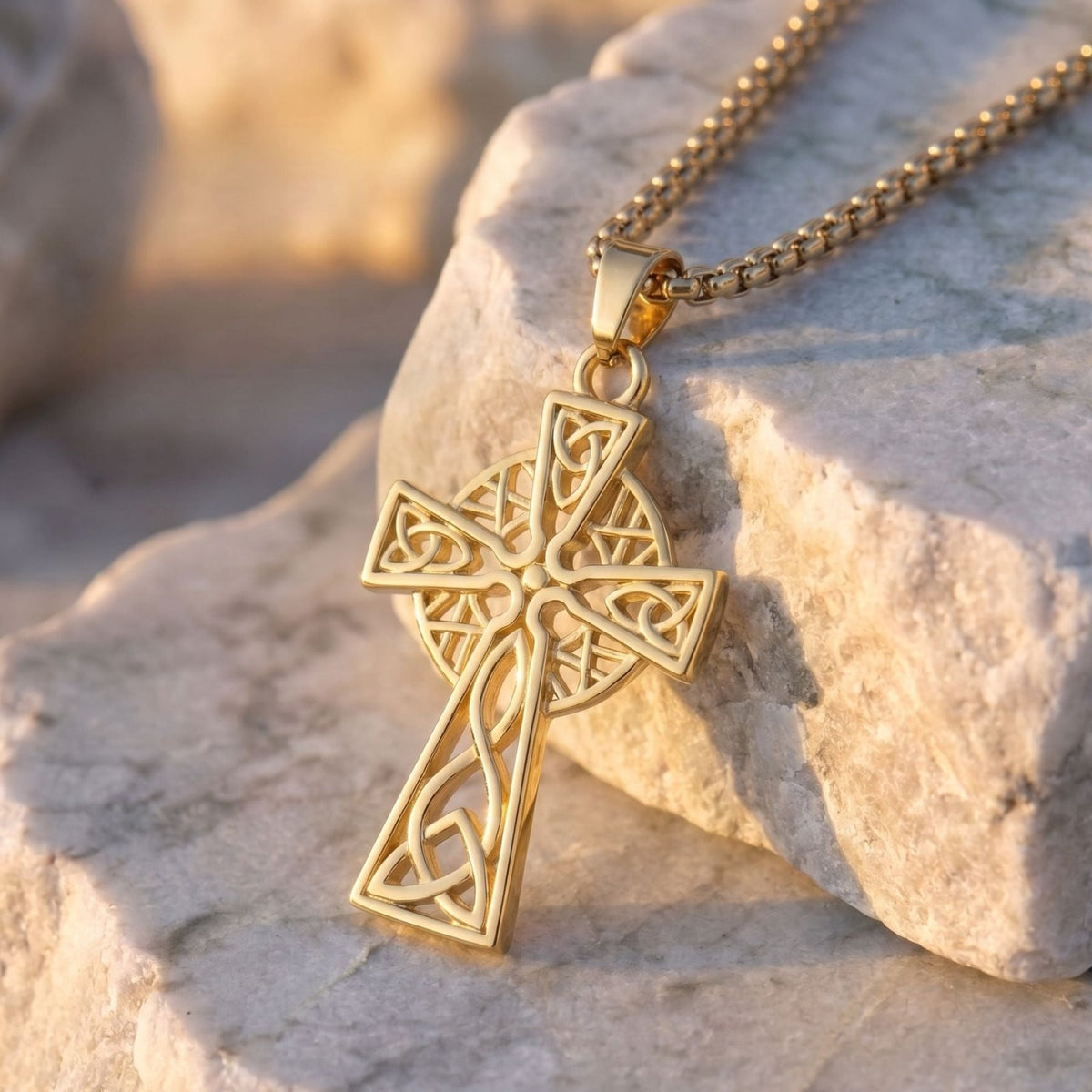 Collier croix celtique pour homme, en acier inoxydable, style viking