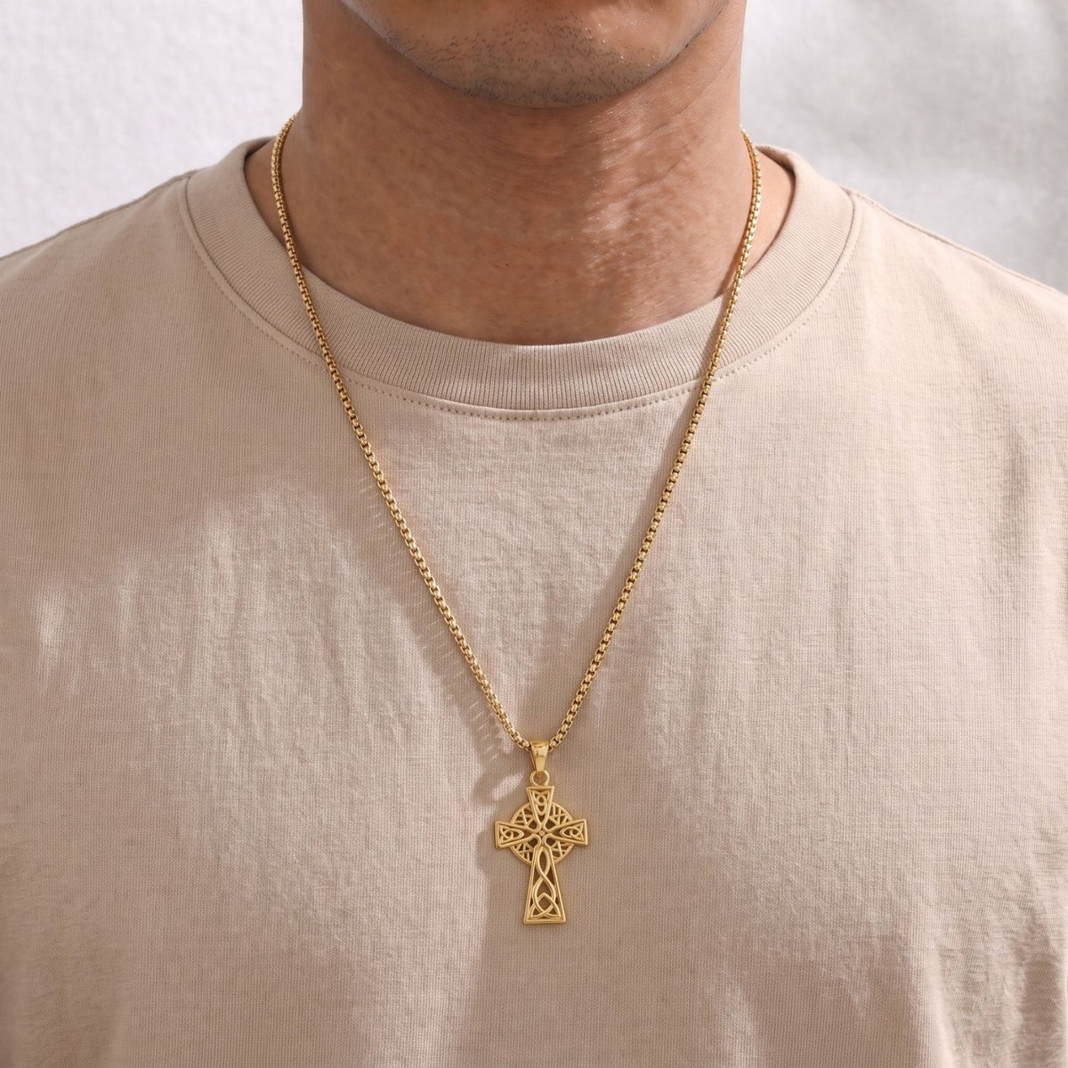 Collier croix celtique pour homme, en acier inoxydable, style viking
