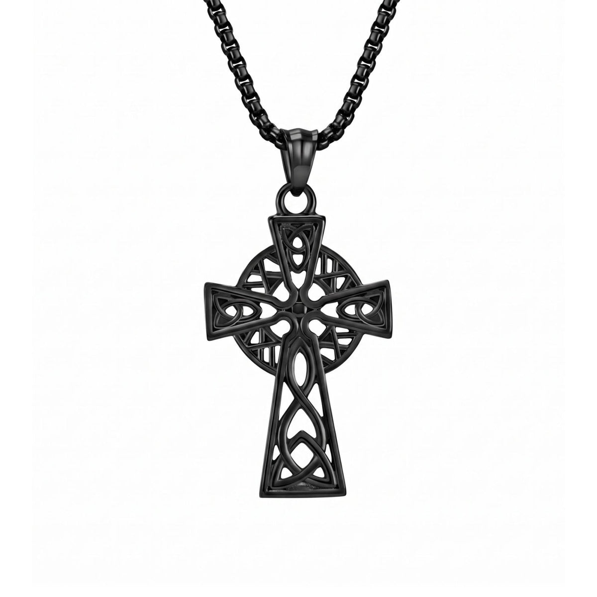 Collier croix celtique pour homme, en acier inoxydable, style viking