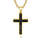 Collier croix design en acier inoxydable, carbone marbré, chaîne jaseron pour homme, modèle Caleb