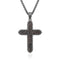 Collier croix design pour homme, carbone forgé stylisé, noir anthracite, modèle Raphaël