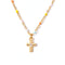 Collier croix dorée en argent 925, chaîne fine perlée multicolore, pour femme, modèle Espérance
