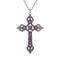 Collier croix gothique unisexe, en alliage de zinc, argent vieilli