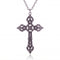 Collier croix gothique unisexe, en alliage de zinc, argent vieilli