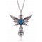Collier croix gothique unisexe en alliage de zinc argenté avec pierre