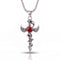 Collier croix gothique unisexe, en alliage de zinc, avec pierre rouge