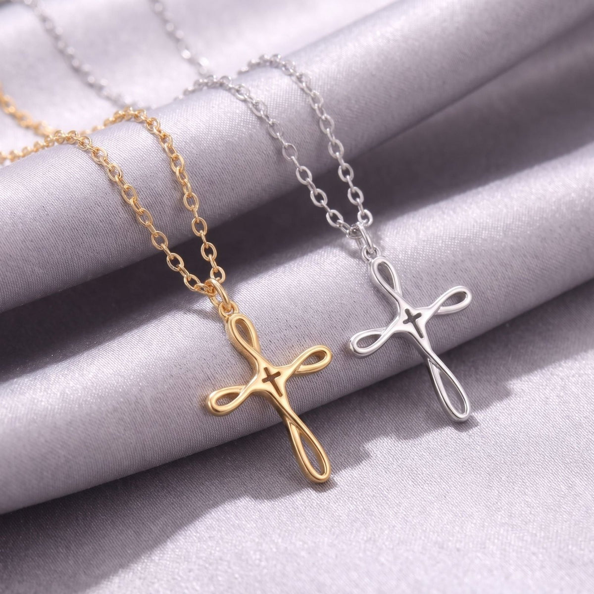 Collier croix infini pour femme, en argent 925, style minimaliste