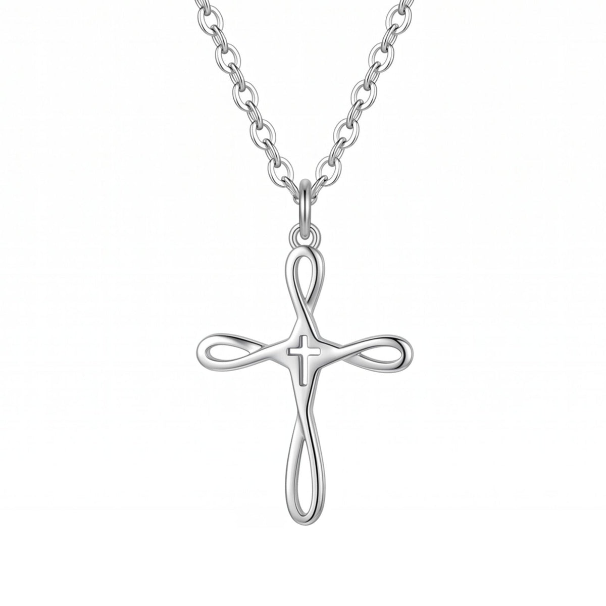 Collier croix infini pour femme, en argent 925, style minimaliste
