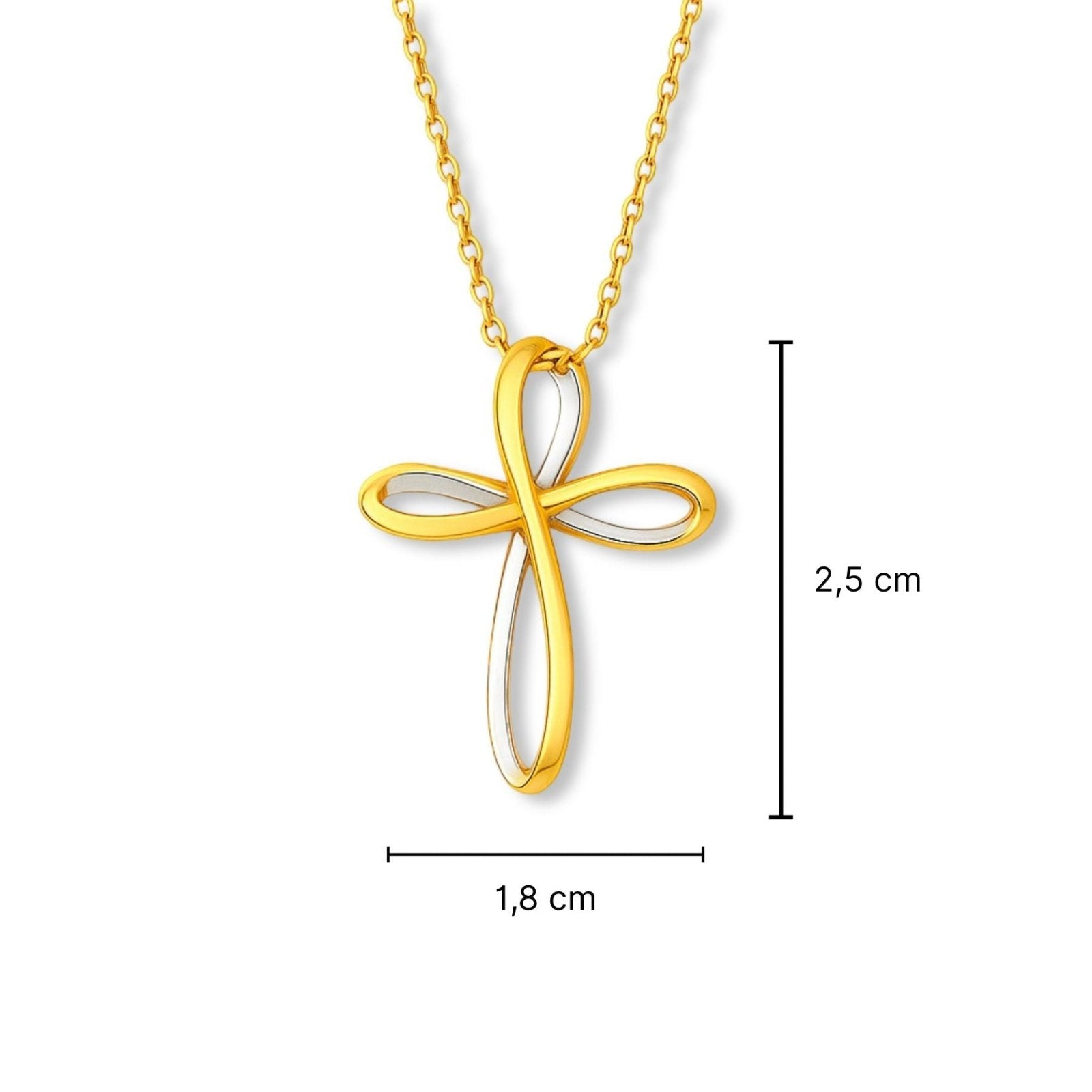 Collier croix infinie en argent 925, pendentif bicolore doré et argenté, style moderne spirituel, modèle Olympe