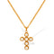 Collier croix perles blanches, acier inoxydable doré, bijou léger, modèle Laurena