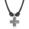 Collier croix vintage unisexe, cordon cuir noir ou marron, pendentif en métal vieilli