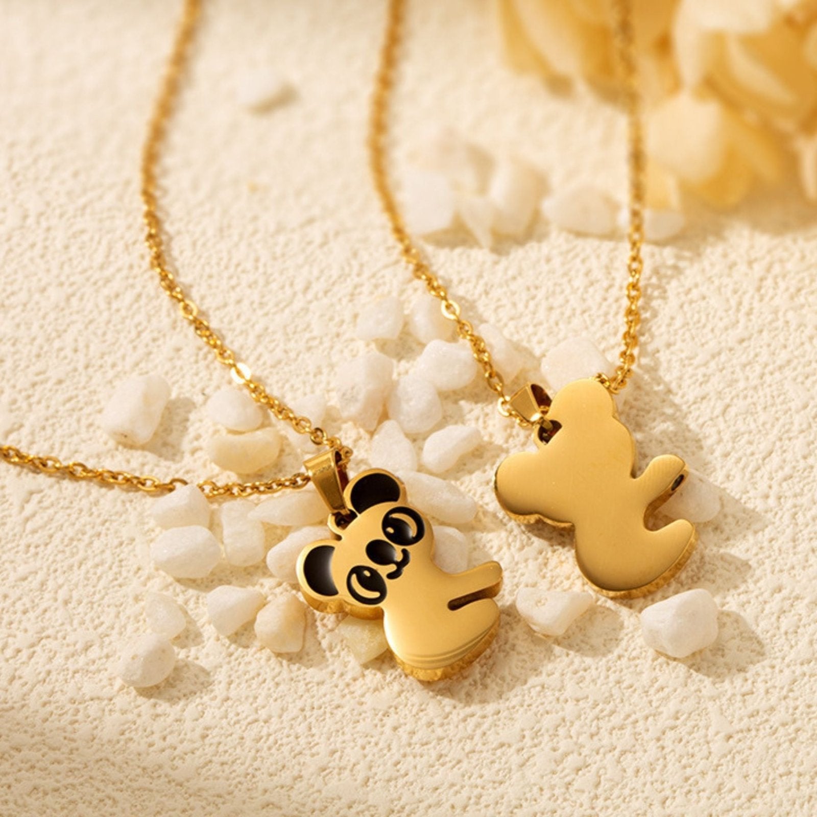 Collier d'amitié pour femme, avec pendentif panda magnétique, en acier inoxydable et émail