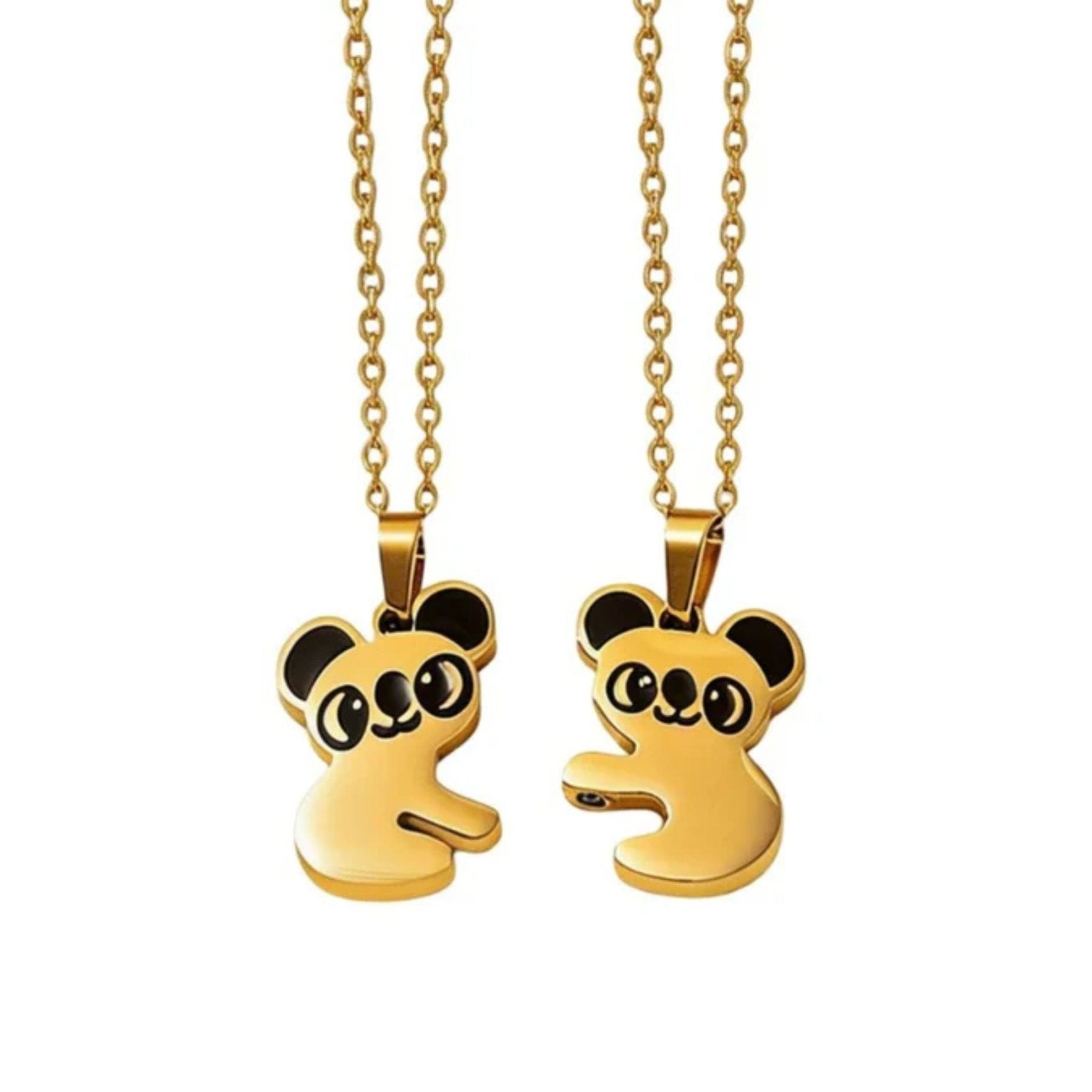 Collier d'amitié pour femme, avec pendentif panda magnétique, en acier inoxydable et émail