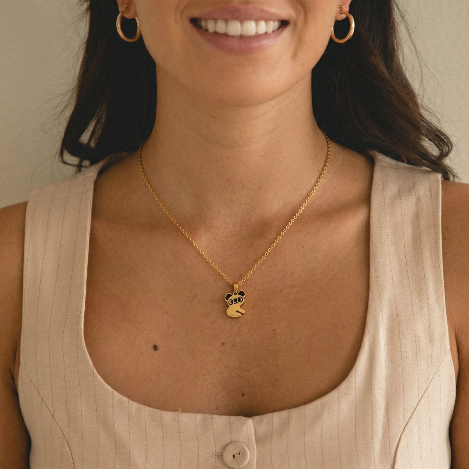 Collier d'amitié pour femme, avec pendentif panda magnétique, en acier inoxydable et émail