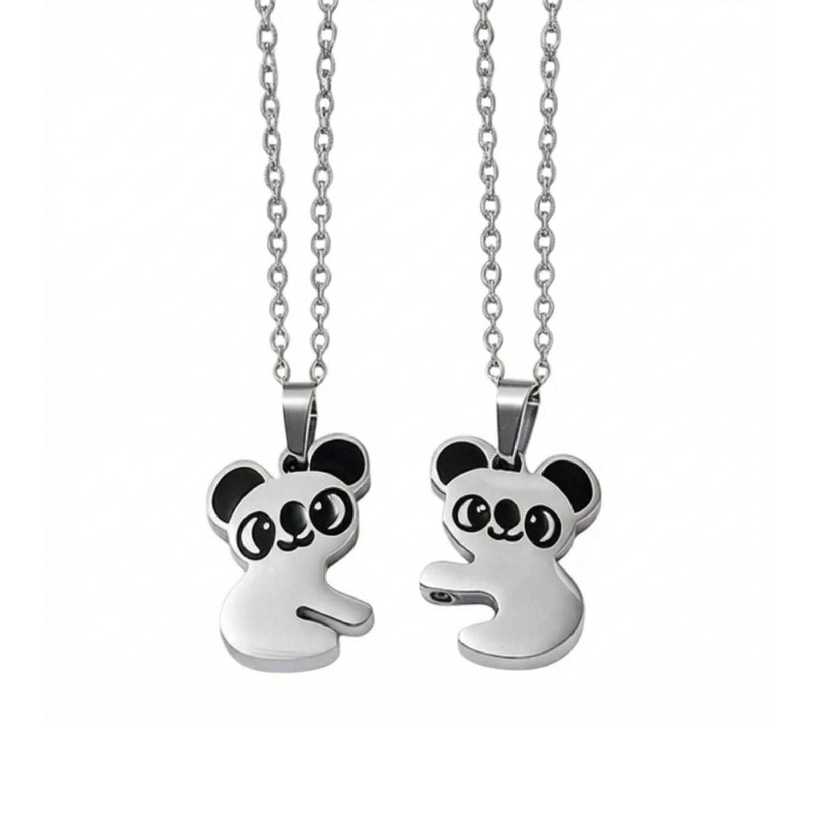 Collier d'amitié pour femme, avec pendentif panda magnétique, en acier inoxydable et émail