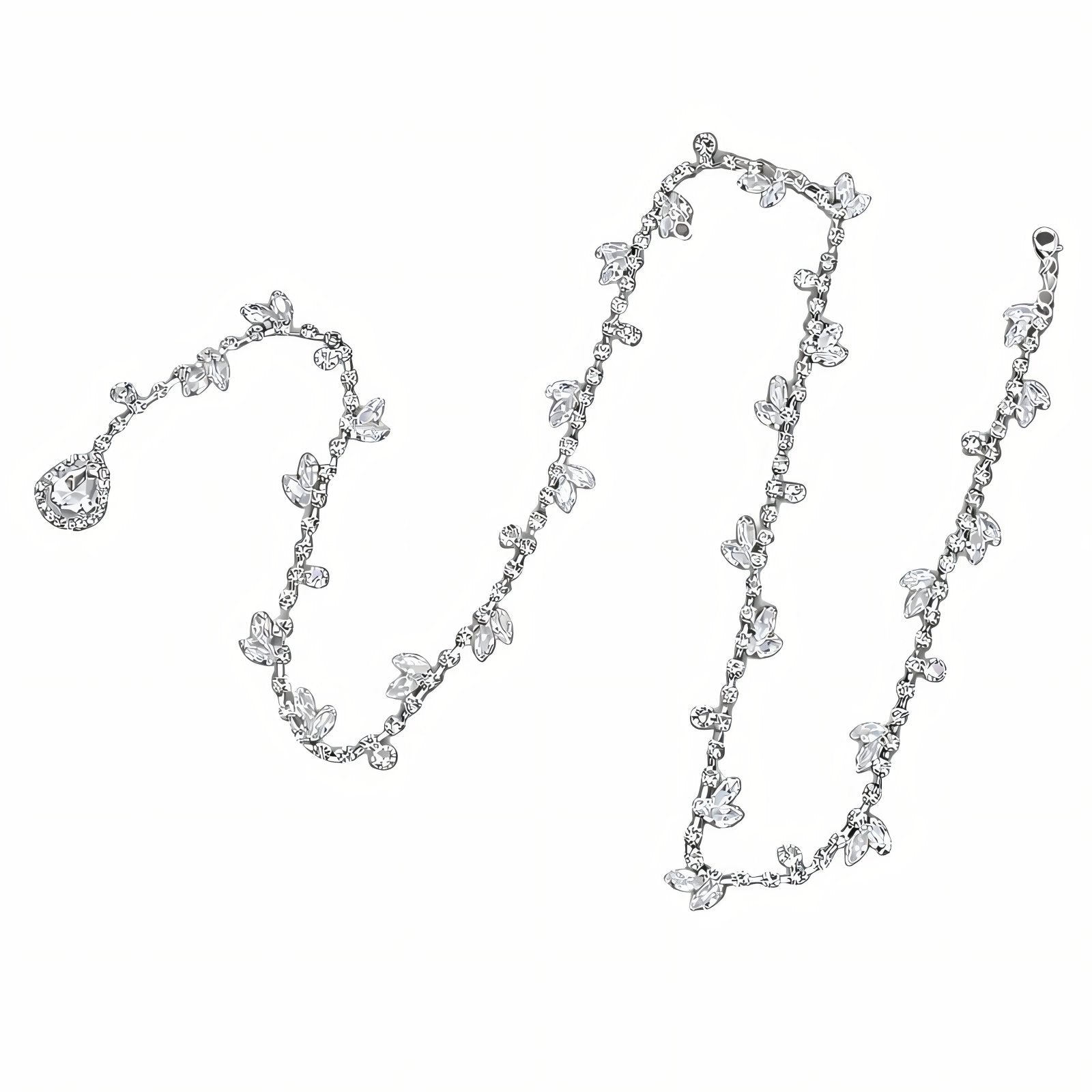 Collier de dos avec pendentif goutte pour femme, strass brillants, en alliage métallique