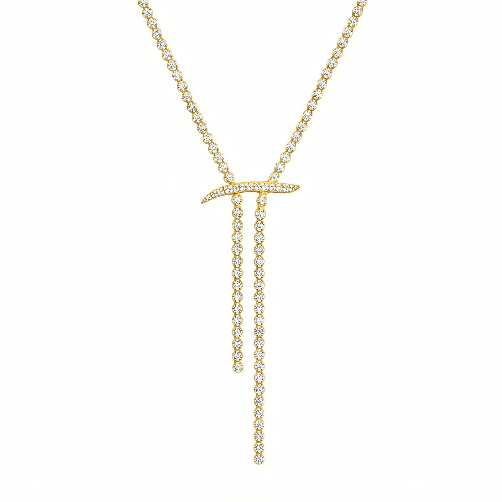 Collier de dos back chain pour femme, avec strass en alliage métallique