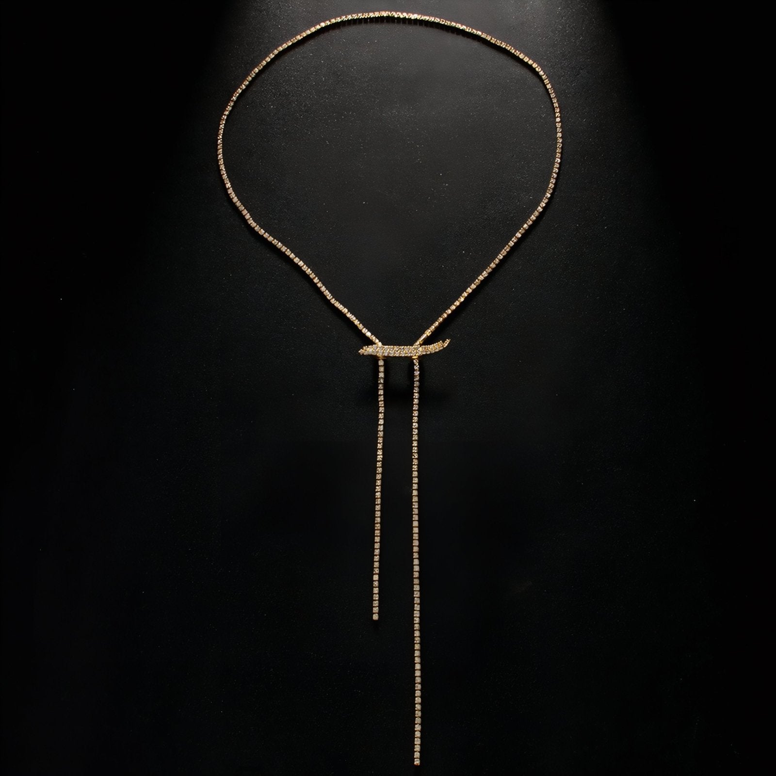 Collier de dos back chain pour femme, avec strass en alliage métallique