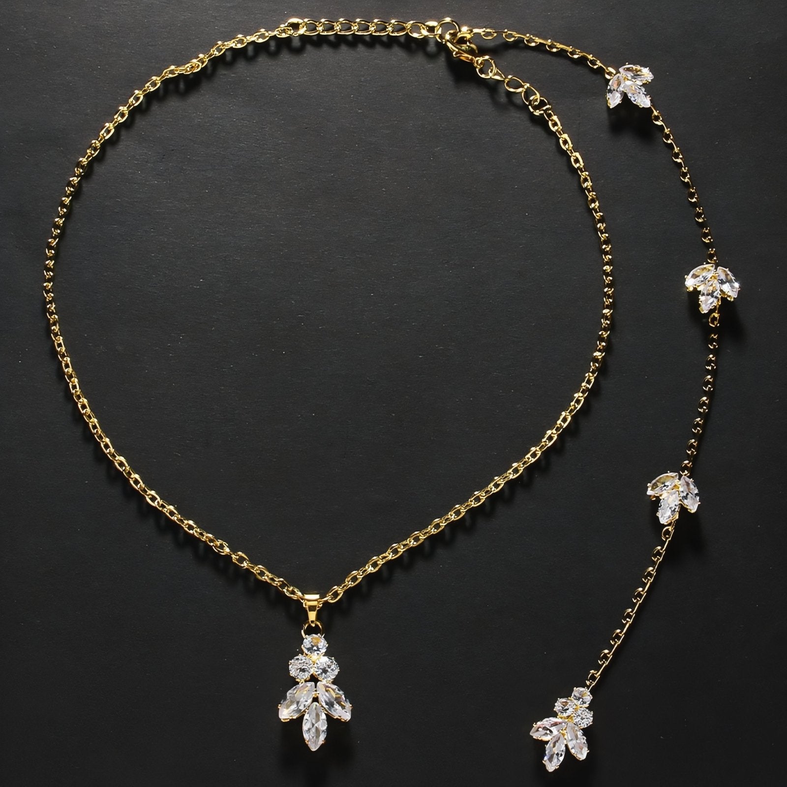 Collier de dos chic pour femme, orné de zircon, en alliage métallique