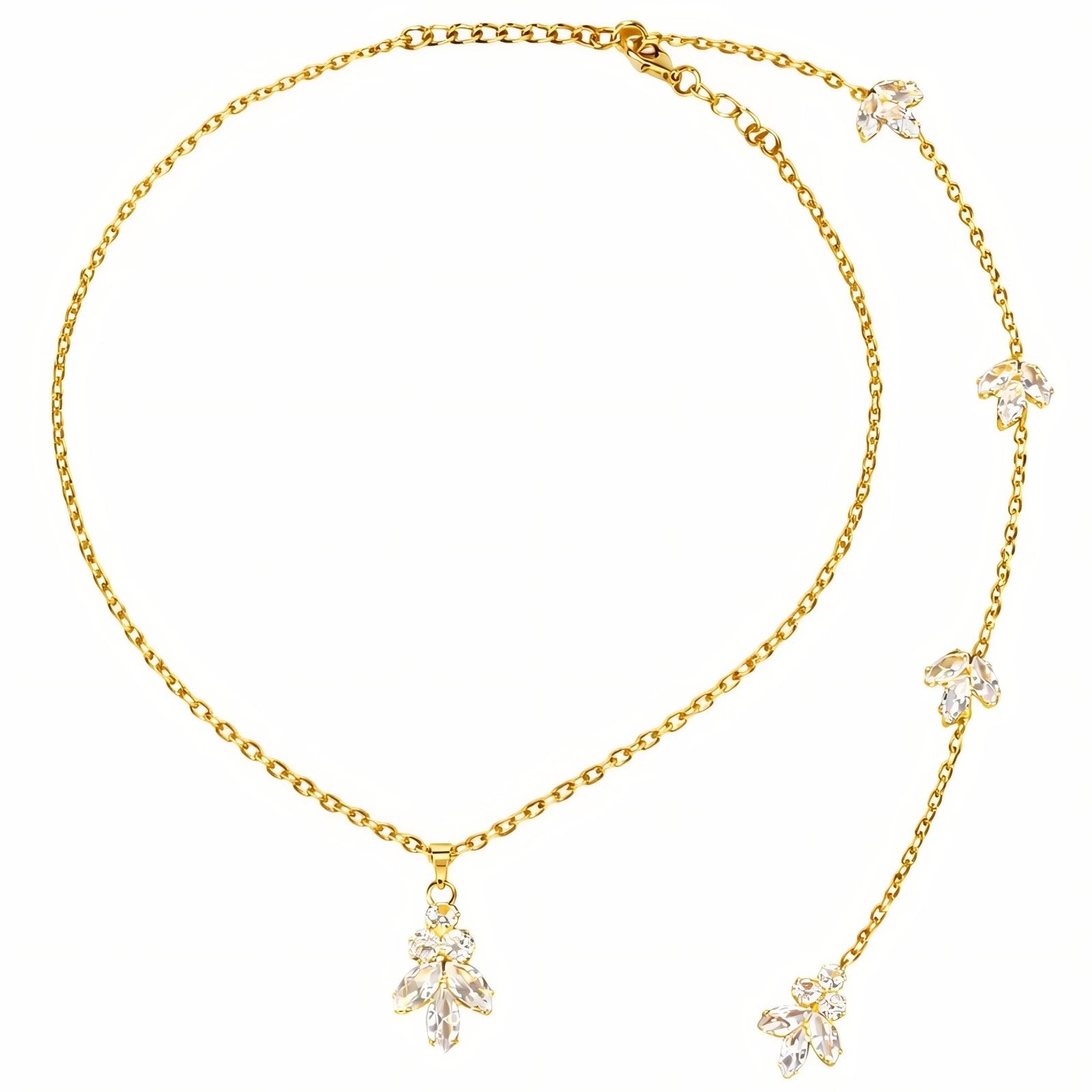 Collier de dos chic pour femme, orné de zircon, en alliage métallique