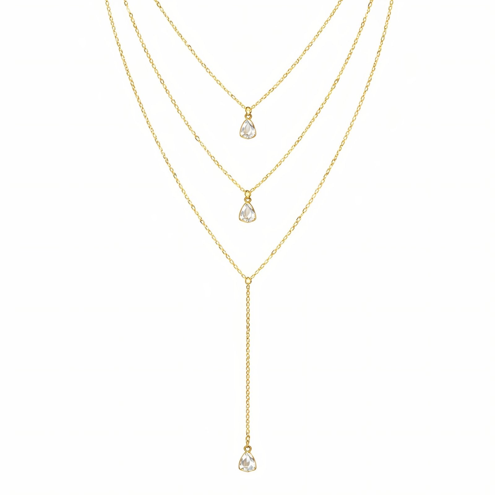Collier de dos multi - rangs pour femme, avec cristal en forme de goutte, en alliage métallique
