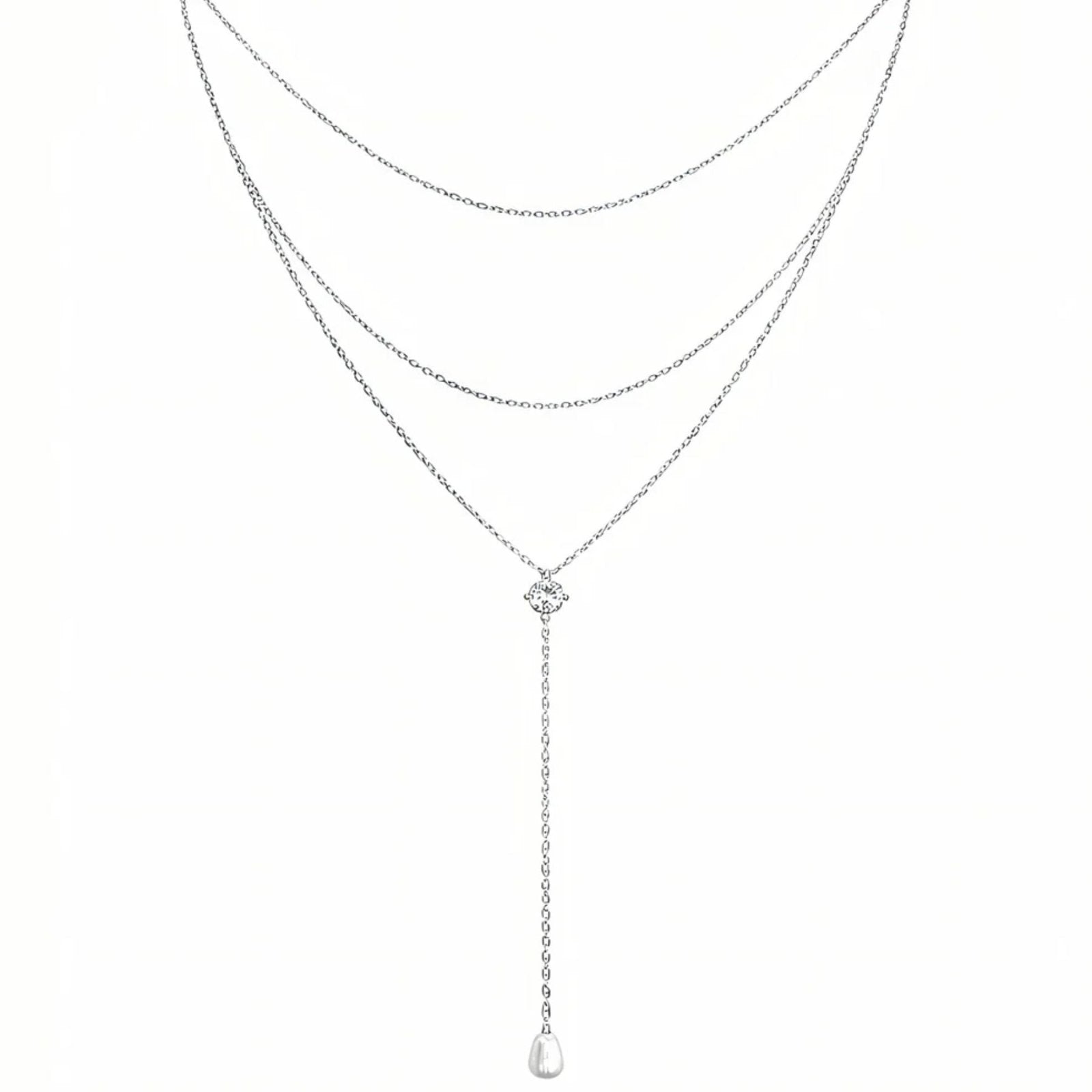 Collier de dos multi - rangs pour femme, avec perle et cristal , en alliage métallique