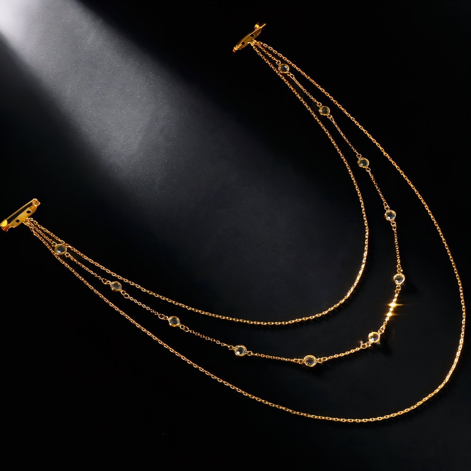 Collier de dos multi - rangs pour femme, avec strass, en alliage métallique