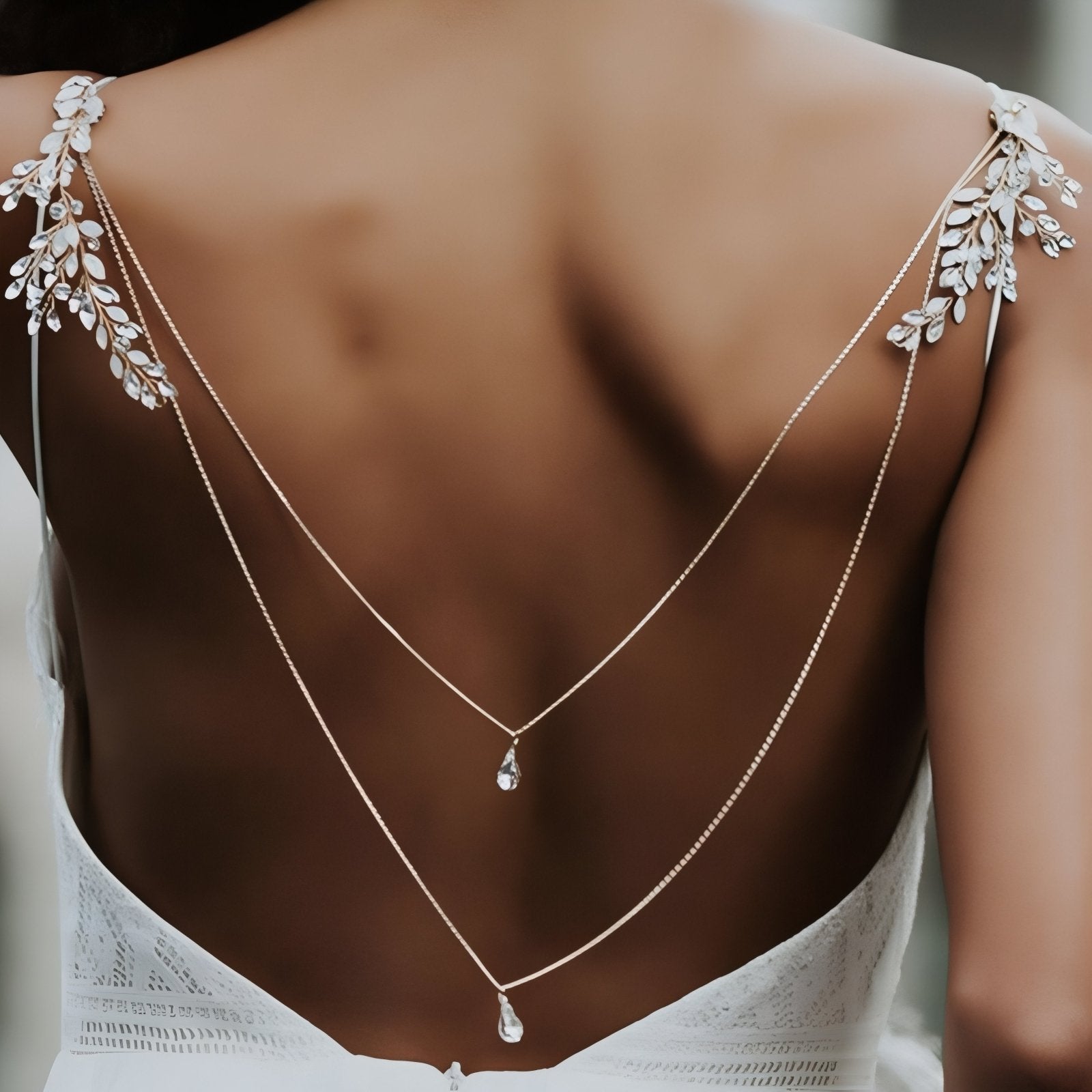 Collier de dos multi - rangs pour femme, avec zircon brillant, en alliage métallique