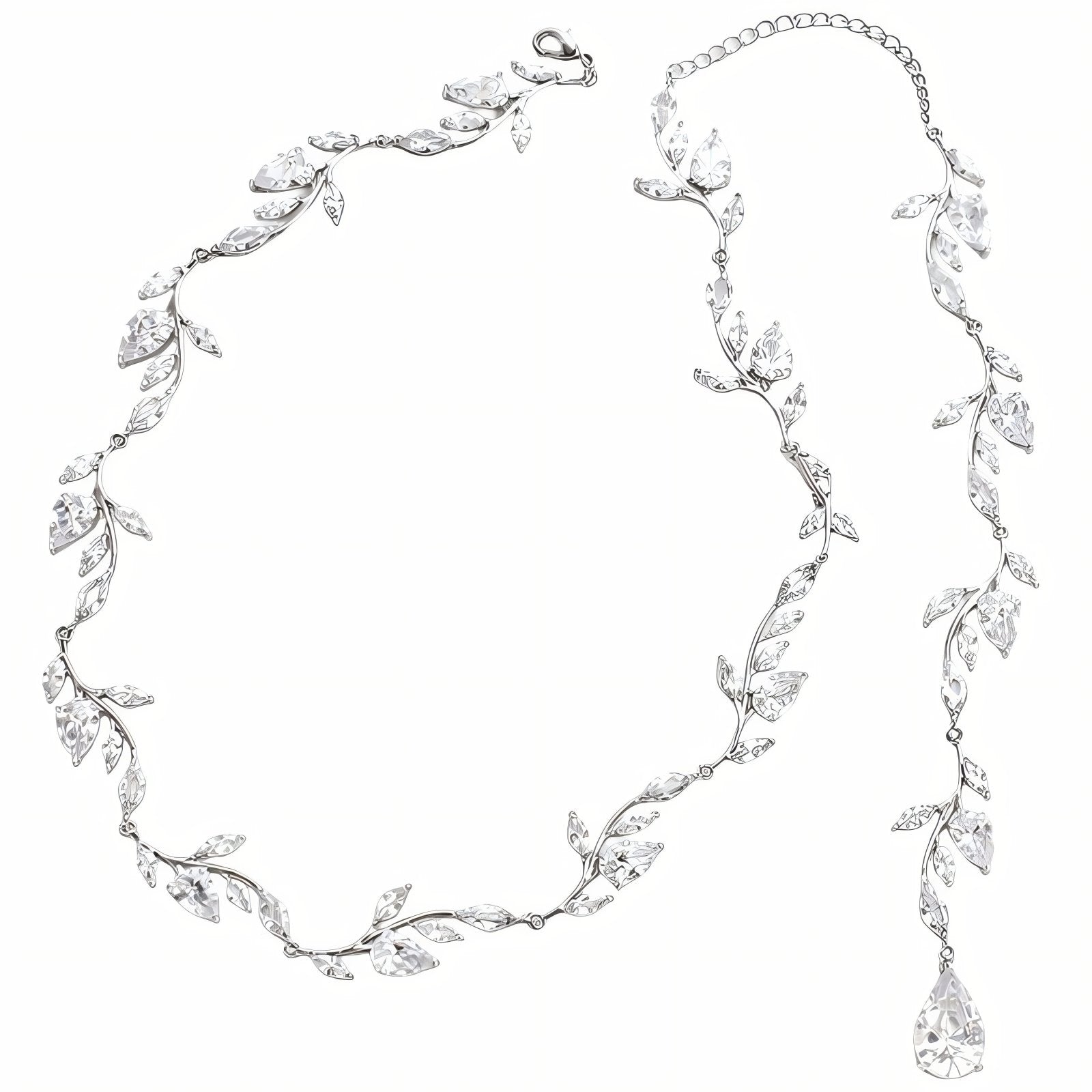 Collier de dos orné de feuilles pour femme, avec zircon, en alliage métallique