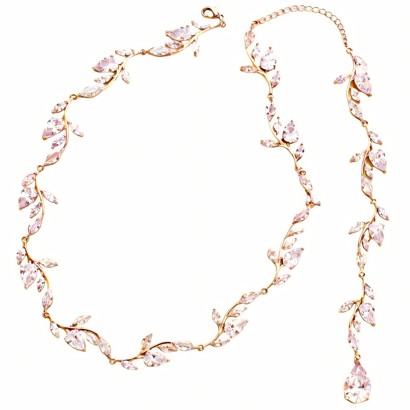 Collier de dos orné de feuilles pour femme, avec zircon, en alliage métallique