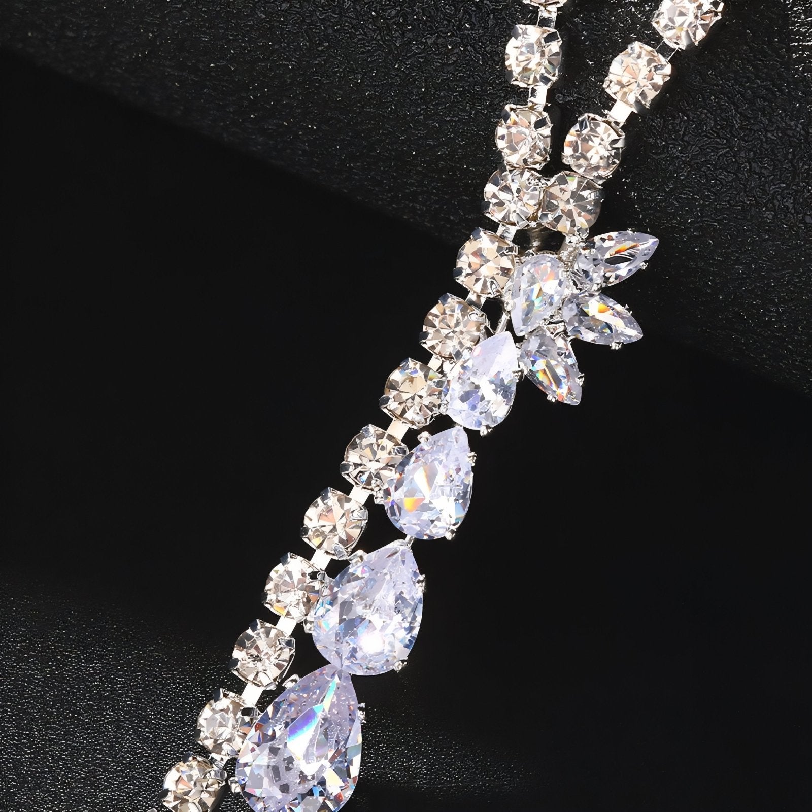 Collier de dos pour femme, avec strass, zircon et cristal, en alliage métallique