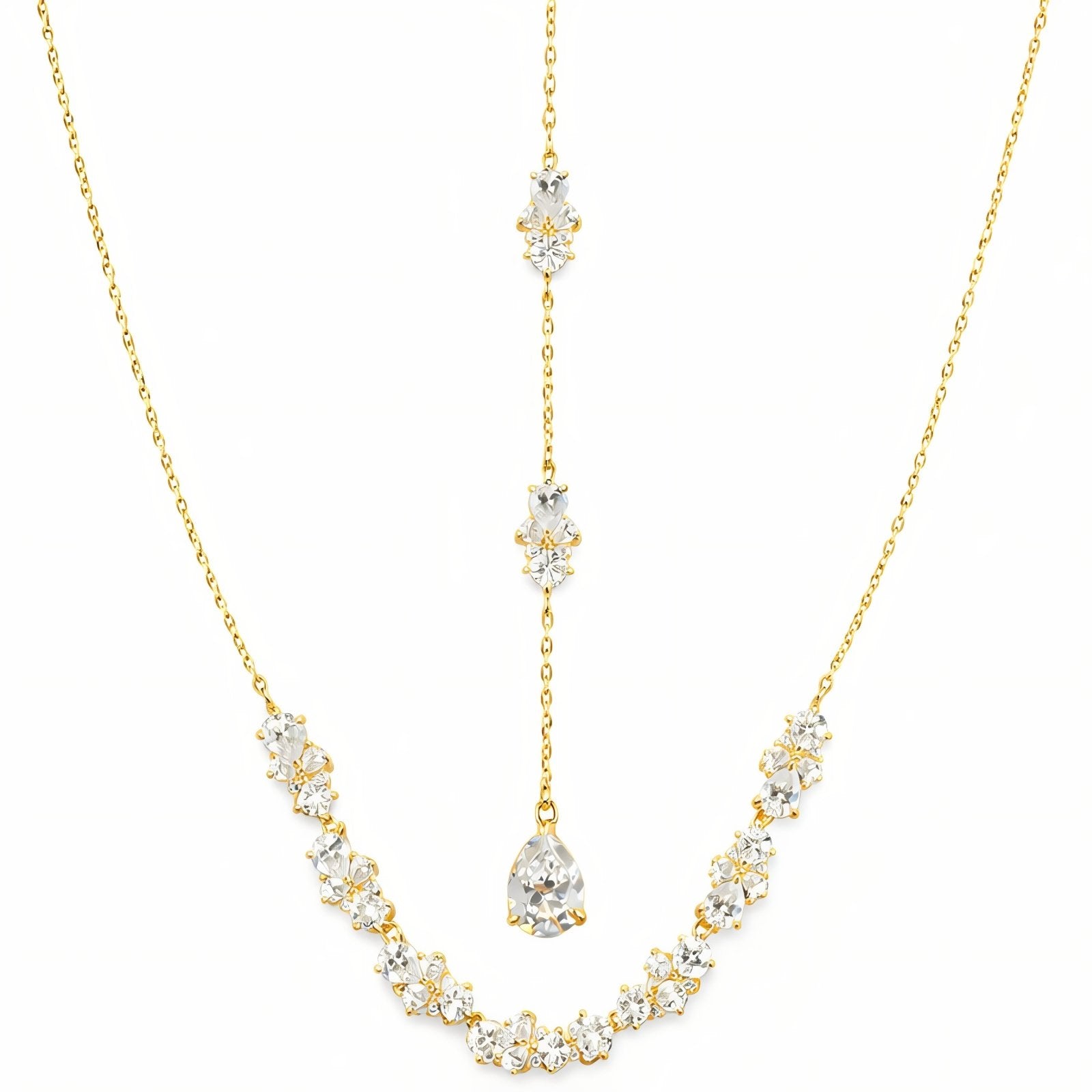 Collier de dos pour femme, avec zircon effet diamant, en alliage métallique