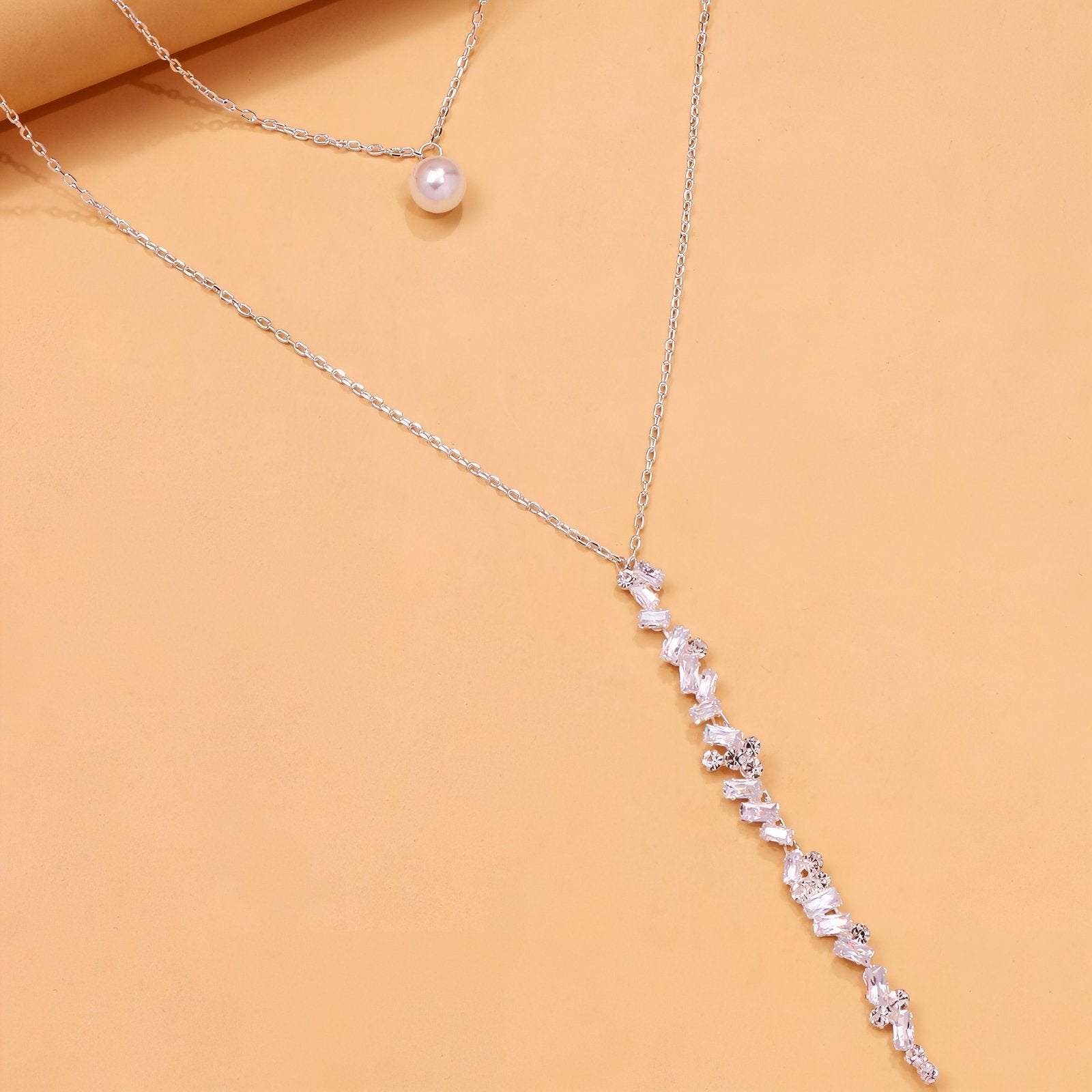 Collier de dos pour femme, avec zircon et cuivre, en argent 925